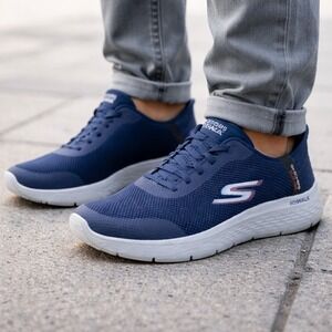 Skechers Go Walk Slip Ins Men Sz 11 Navy Blue Mesh Comfort Sneakers